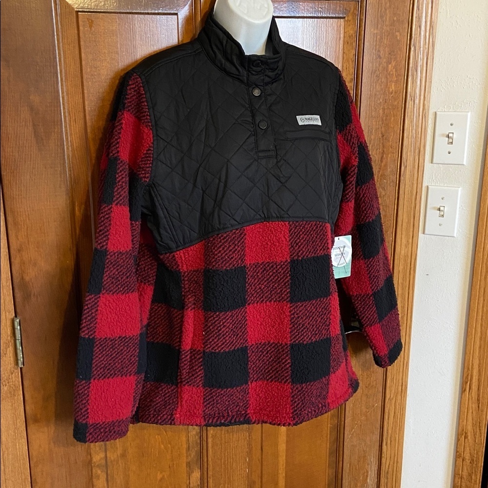 Magellan Outdoors pullover quilted-overlay fleece outdoor wear New Size Large - Picture 2 of 13